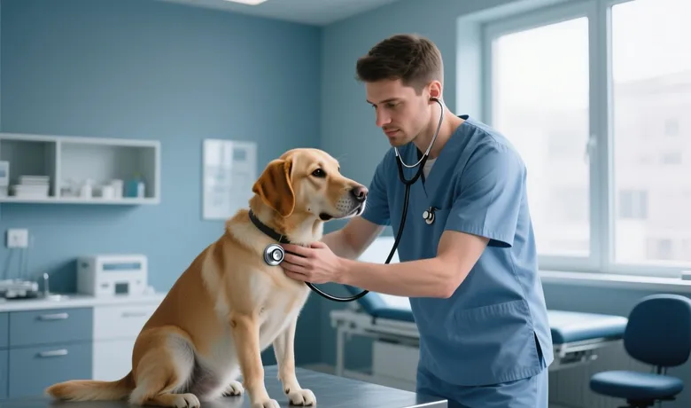 Vétérinaire examinant un animal lors d'une consultation à Rennes